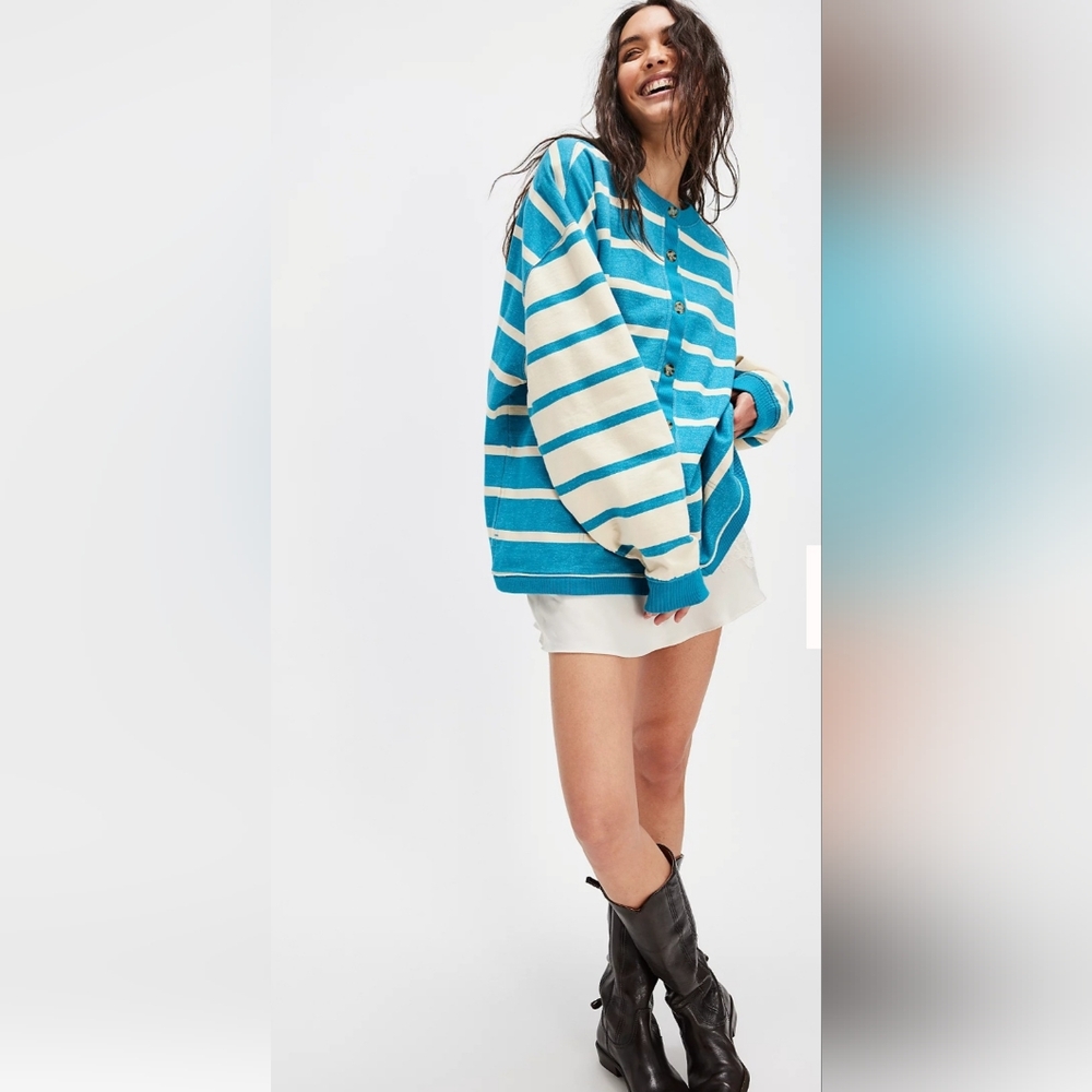 NWT S FREE PEOPLE Classic Striped Cardigan
